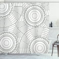 thumbnail image 1 of Vintage Tribal Shower Curtain, Continuous Nested Outline Round Motif with Abstract Ornaments, Fabric Bathroom Set with Hooks, 69W X 84L Inches Extra Long, Charcoal Grey and White, by Ambesonne, 1 of 2