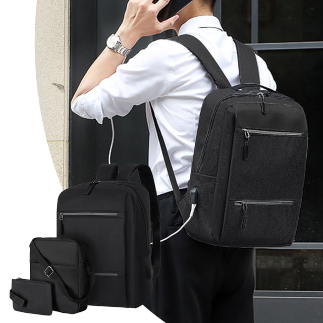 Mochila de viaje para portátil, mochila grande para hombre y mujer, mochila de negocios de 16 pulgadas con bandolera y monedero, mochila universitaria de tres piezas.