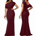 thumbnail image 5 of Women'S Off Shoulder Elegant Sleeveless Bodycon Long Formal Party Evening Dress Wine Red XXL, 5 of 9