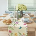thumbnail image 2 of Spring Summer Floral Table Runner, Colorful Flowers and Butterfly Kitchen Dining Table Decoration for Holidays, Linen Flowers Leaves Farmhouse Table Decor Runners13X48 IN, 2 of 5