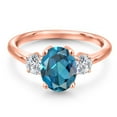 thumbnail image 3 of Gem Stone King 18K Rose Gold Plated Silver London Blue Topaz and Lab Grown Diamond Engagement Ring for Women | 2.79 Cttw | Oval 9X7MM | Gemstone November Birthstone | Size 8, 3 of 6