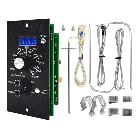Meatender PID Pro Controller 365 for Traeger Pellet Grill, Black 5.5x2.8x2 inch with RTD and 2 Meat Probes Kit