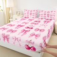 thumbnail image 4 of jejeloiu Pink Bowknot Full Size Sheets,Kawaii Cherry Bed Sheets For Bow Girls 4 Pieces, 4 of 6