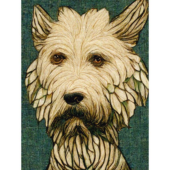 White Westie Terrier Dog Oil Painting Large Wall Art Poster Print Thick Paper 18X24 Inch