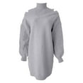 thumbnail image 4 of Fiaer Sweater Dresses for Women Turtleneck Long Sleeve Thermal Warm Loose Fit Casual Trendy Mini Dress Grey XL, 4 of 5