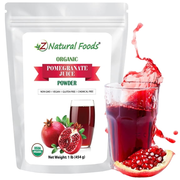 Z Natural Foods Pomegranate Powder - Organic, 1 lb (16 oz) - Pure Pomegranate Juice Extract - Nutritious, Antioxidant Superfood for Smoothies, Tea, Yogurt & Culinary Use