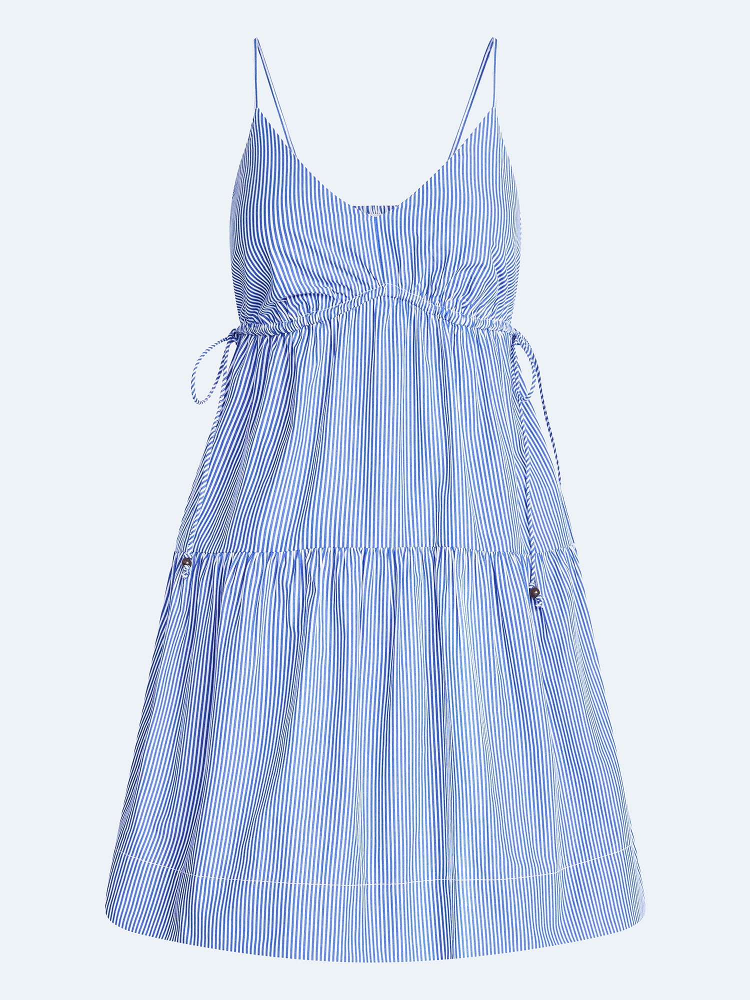 Free Assembly Women's Tiered Sleeveless Cotton Mini Dress with Side Ties, Sizes XS-XXL