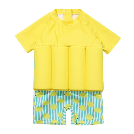 

IMEKIS Baby Swim Vest Toddler Kids Boys Float Suit with 8 Adjustable Buoyancy Sticks Floatation Swimsuit One Piece Floating Swimmies Infant Bathing Suits Swimwear 2-3T Yellow Lemon Stripe