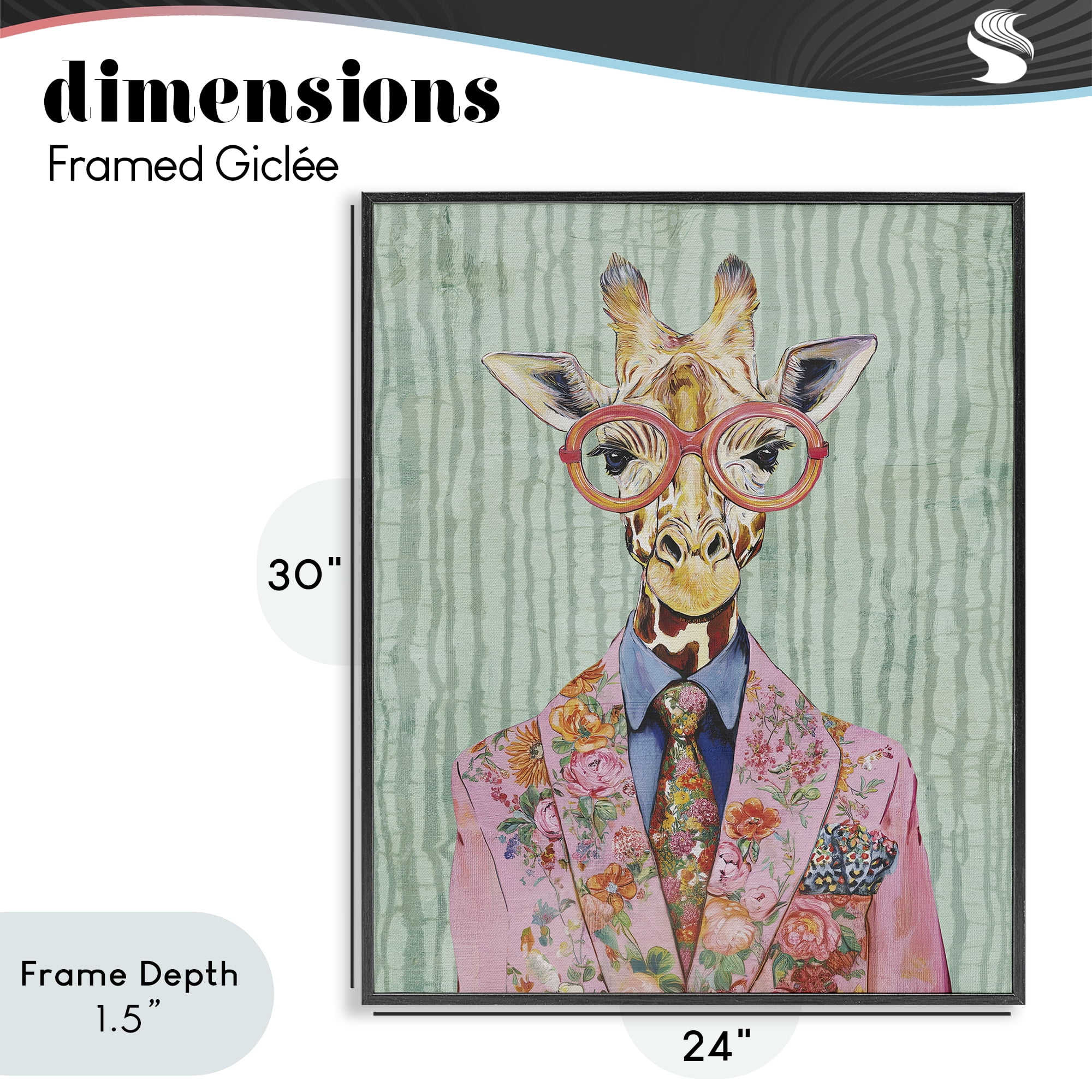 Stupell Industries Tall Stylish Giraffe Black Framed Giclee Art, design by Svetlana Aleynikova
