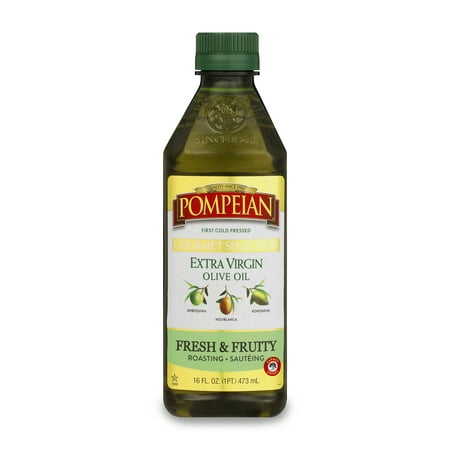 Pompeian Gourmet Selection Extra Virgin Olive Oil, First Cold Pressed, Fresh & Fruity Flavor, Perfect for Roasting & SautÃ©ing, 16 FL. OZ.