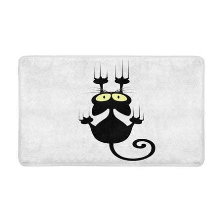Pop A Cartoon Cat Scratching Wall Front Door Mat 30x18 Inches