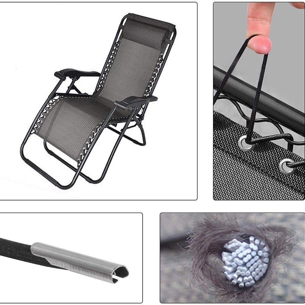 Lot De 4 élastiques De Remplacement Pour Transat, Chaise Longue - Longueur 2,25 M Et 1,5 M, Noir - Réparation Facile, Durable