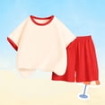 thumbnail image 3 of FSYBOA Girls Casual Outfit Sets, Relaxed Summer Crewneck 2 Piece Kids Clothing Set Red Size 9-10T, 3 of 4