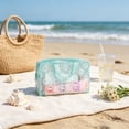 thumbnail image 6 of OCCOA PVC Floral Toiletry Bag for Women Large Capacity Waterproof Travel Makeup Bag with Handle Hanging Cosmetic Organizer for Vacation Business Trip Gym, Green, 6 of 6