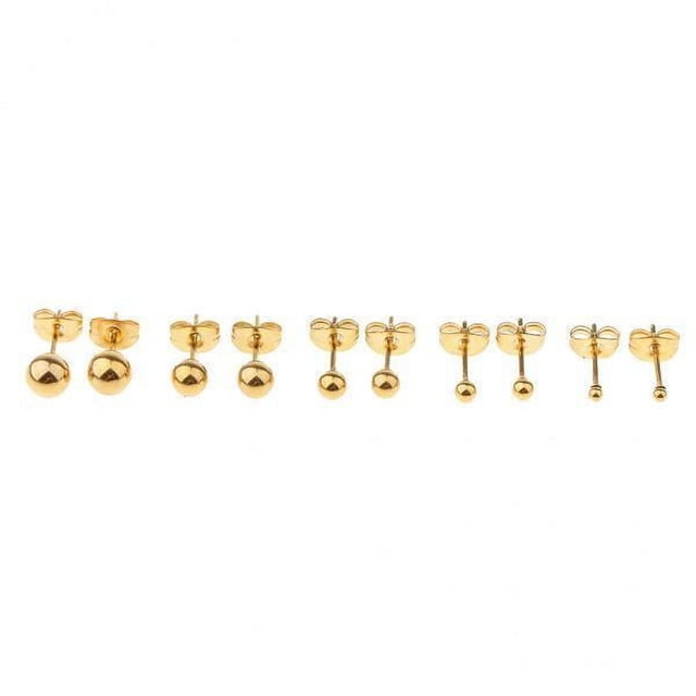 3x 5 Pares de Pendientes de Tuerca de Material Acero Inoxidable de Calibre 20, Forma Forma Forma para Hombres Y Mujeres, S de Tamaños Variados 2mm 3 3 piezas
