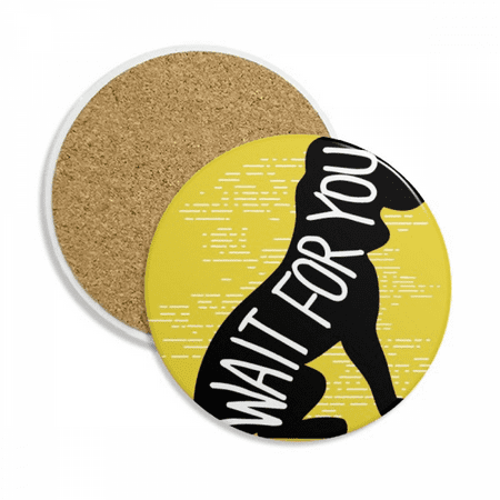 

Black Dog Animal Outline Natural Coaster Cup Mug Tabletop Protection Absorbent Stone