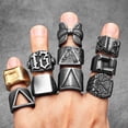 thumbnail image 5 of Anillos de acero inoxidable con textura geométrica retro para hombre y mujer, joyería punk, novedad en accesorios de moda de Stranger Things, regalo al por mayor, 5 of 5