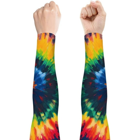 1 Pair Gardening Sleeves Tie-dye Pattern Farmers Sun Protection Arm Sleeves Cooling Arm Sleeves Cover Arms for Women Men Garden Outdoor Sports