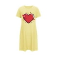thumbnail image 5 of yillto Women Nightgown Short Sleeve Sleepshirt Crewneck Heart Graphic Sleepwear Nightshirts Pajama Dress, 5 of 5