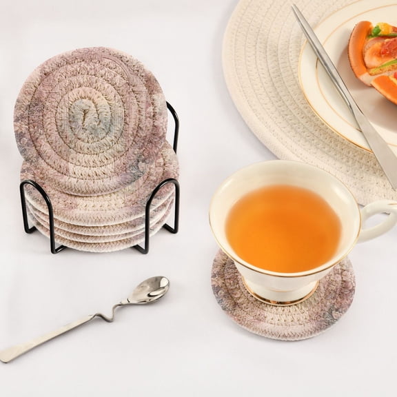 BZSMCE 6Pcs Drink Coasters With Holder 3.94Inch Ornate Gate with Floral Creative Coil Coaster Coasters Colors Absorbent Coasters for Drinks Coasters Set Thicken Heat for Home Table