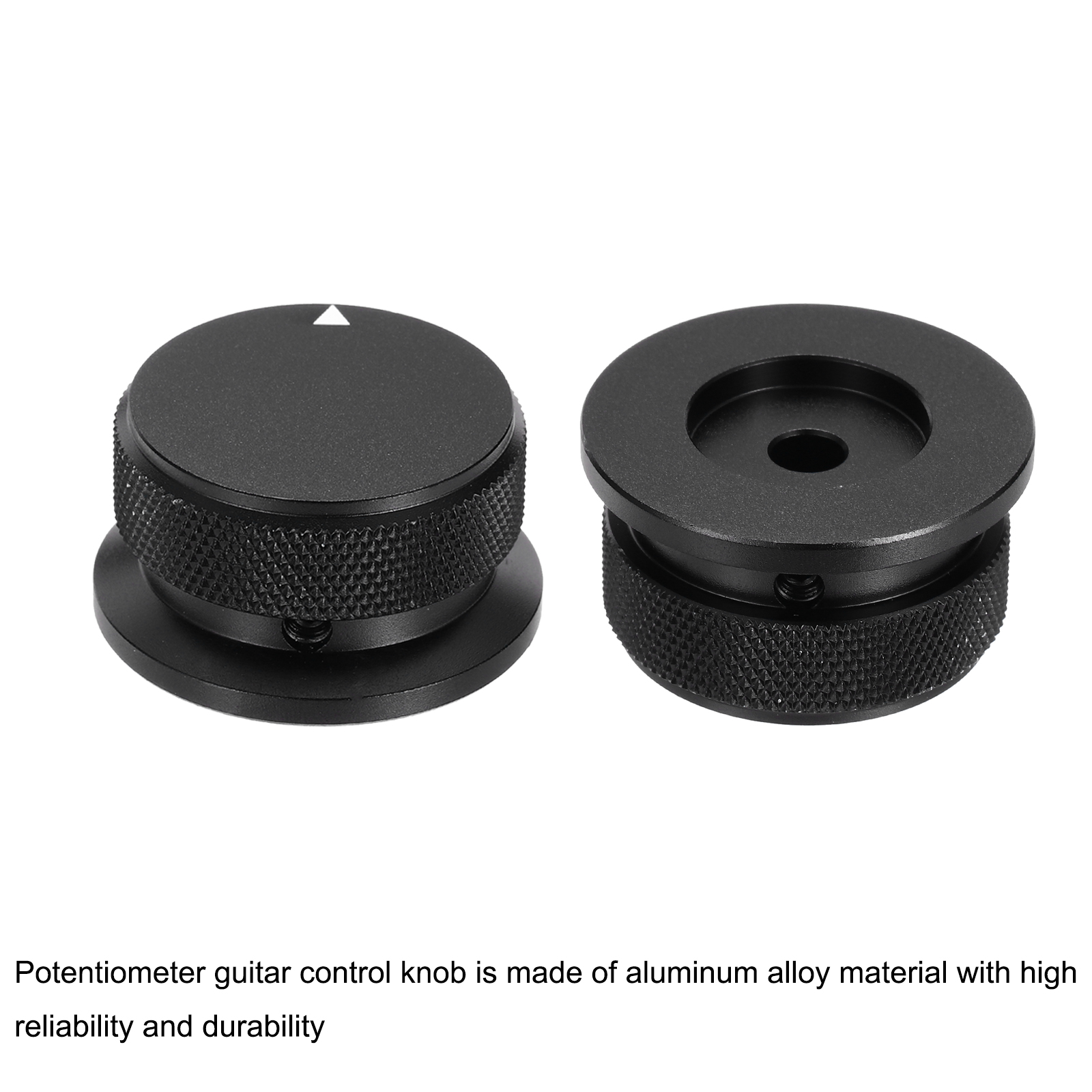 Uxcell 2 Pcs Aluminium Potentiometer Knobs, 1/4" (6mm) Universal Volume Tone Control Knobs with Arrow Indicator for Guitar, Bass, 13/16" Black