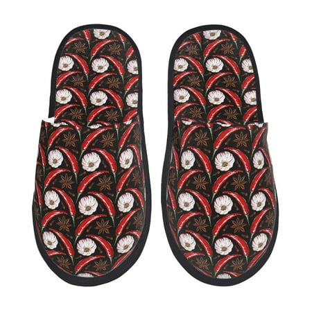 Balery Red Hot Chili 1 Slient Indoor Furry Fleece Comfort House Shoes Soft Non-Slip Home Shoes Cotton slippers House Slippers-- Large