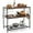 Rustic Brown + Black, variant on QRKD Kitchen Island with 3 Shelves, Industrial Kitchen Counter with Wine Glass Holders & 10 Hooks, 3 Tier Shelf with Heavy Duty Metal Frame for Dining Room, Rustic Brown   Black