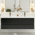 thumbnail image 4 of Angela 48" Wall-Mounted Double Sink Bathroom Vanity in Matte Black with White Basin, 4 of 13