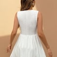 thumbnail image 5 of Women's Lace Trim V-Neck Sleeveless Mini Dress – High Waist Ruffle A-Line, Solid Color Elegant Casual & Party Wear White，S, 5 of 6