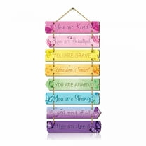 LAMIRO Inspirational Girls Room Decor,Aesthetic Art Wall Hanging Signs,Motivational Colorful Rainbow Wooden Wall Decor for Kids Teen Girls Bedroom Decoration