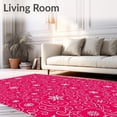thumbnail image 2 of ODIKA 5'x7' Machine Washable Non-Slip Area Rug, Festive Snowflake Swirl Winter Wonderland Decorative Accent High Traffic Rug, Pink, 613690, 2 of 7