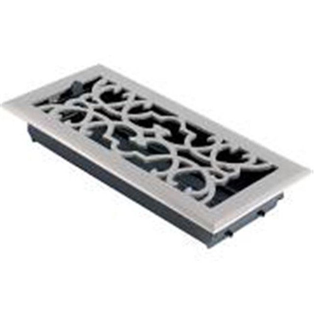 4 x 10 in. Victorian Register with Damper, Satin Nickel