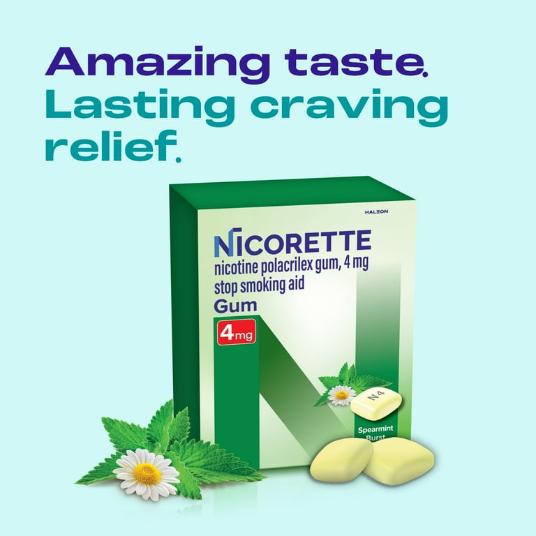 anti cigarette gum Nicorette Nicotine Gum, Stop Smoking Aids, 4 Mg, Spearmint Burst, 160 Count
