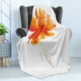 thumbnail image 4 of Watercolor Flower Soft Flannel Fleece Blanket, Single Poppy Flower on Plain Clear Background Nature Inspired Romantic, Cozy Plush for Indoor and Outdoor Use, 50" x 60", White Orange, by Ambesonne, 4 of 5