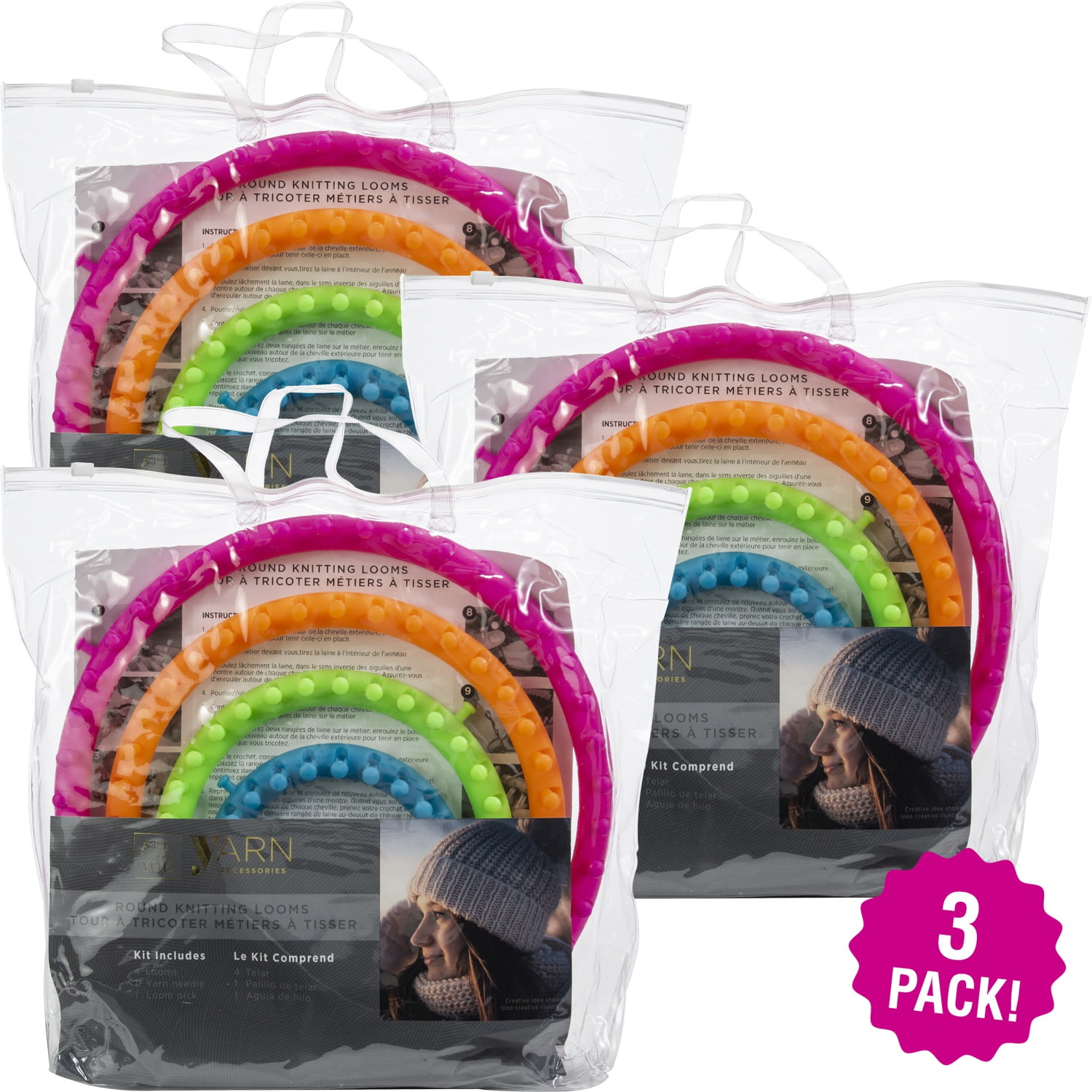 Darice Easy Knitting Round Loom, Multipack of 3