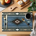 thumbnail image 2 of Blue Southwest Placemats Set of 6, Farmhouse Boho Aztec Abstract Geometric Placemats for Dining Table, Place Mats for Kitchen Tabletop, Waterproof Wipeable Dining Table Mats Set, 2 of 9