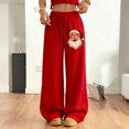 thumbnail image 2 of Women's Fashion Christmas Loose Drawstring Waist Solid Color Casual Sweatpants, Comfortable Pants for Sports and Everyday Wear, Soft Material,Ginger,S, 2 of 5