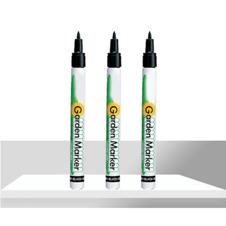 Alexsix 4pcs Garden Marker Pen Waterproof Black Ink Pen Garden Plant Labeling Stationery School Office Gadget, Beige