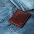 thumbnail image 5 of Slim Front Pocket Cards Wallet Bifold, Leather Minimalist RFID Wallet for Men, Thin Credit Card Holder, Cherry Color, 5 of 6