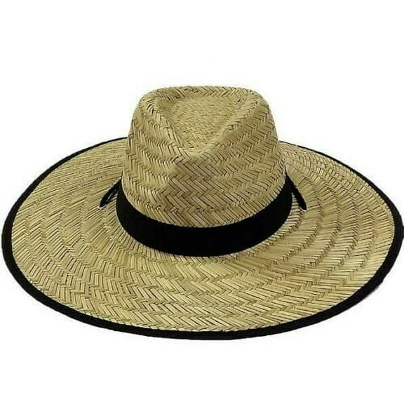 LARGE Brim NATURAL Bamboo Straw Hat Summer Sombrero BEACH Hat *80 FISHING Hiking