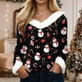 thumbnail image 2 of larppty Christmas Tops with Xmas Printed V Neck 2025 Fur Trim Long Sleeve Shirts Blouse Holiday Party Tops for Women (Black, XL), 2 of 8