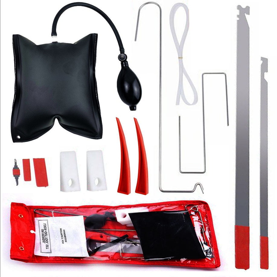 Anyyion Professional Car Tool Kit ，Easy Entry Long Reach Grabber Non Marring Wedge and Tool Bag Air Wedge Red+Black 