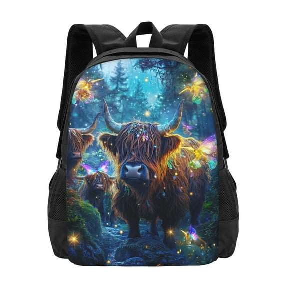 Highland Cow Backpack Lightweight Casual Backpacks Fashion Printed Daypack 16.5"