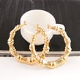thumbnail image 3 of SmartBy 1 Pair Exaggerated Women Ear Hoop Hollow Out Polished Bamboo Joint Alloy Electroplated Ear Decoration Jewelry Lady Prom Party Hanging Earring, 3 of 7