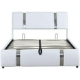 thumbnail image 3 of Full Size Upholstered Faux Leather Platform Bed Frame with Hydraulic Storage System, Wood Platform Bed and Headboard - No Box Spring Needed, 3 of 9