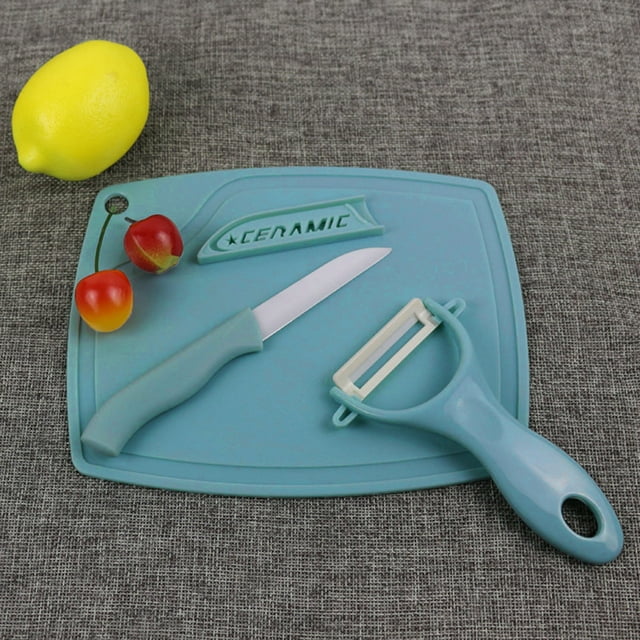 Oleegame 1PC Vegetable Peeler Stainless Steel Ceramic Set With Fruit Vegetable Peeler Knife Mini Cutting Board Colorful Kitchen Tools 3PCS