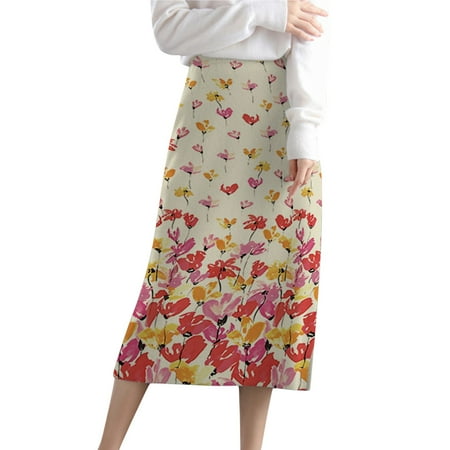 

QYZEU Short Skirts Table Skirt for Birthday Party Winter Women S Elastic Waisted Side Split Knitted Long Maxi Bodycon Pencil Skirt Warm Butterfly Printed Midi Pull On Calf Length Fit Pencil Skirt Bot