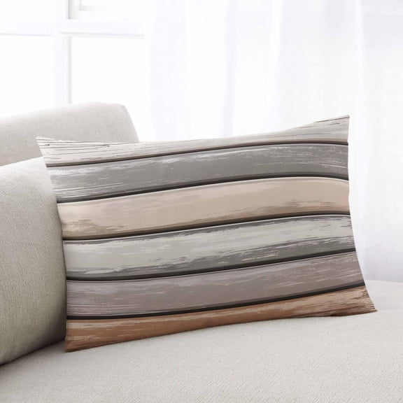 Brown Beige Stripes Throw Pillow Covers, Geometric Painting Neutral Textured Soft Breathable Pillow Cases with Invisible Zipper for Sleeping, Small Pillowcases for Couch Bed Sofa Chair 16x24 Inches