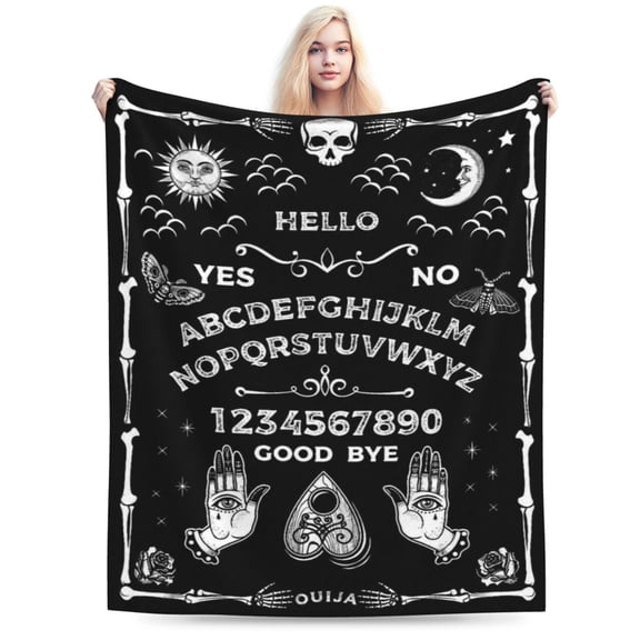 Gothic Witch Gift for Halloween Sun Moon Skeleton Skull Horror Spooky Presents for Women Men Birthday Christmas Decor Throw Blankets 50x40