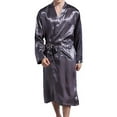 thumbnail image 3 of KARLSITEK Men' Satin Robe Silk Classic Long Bathrobe Pockets Lighweight Loungewear, 3 of 5